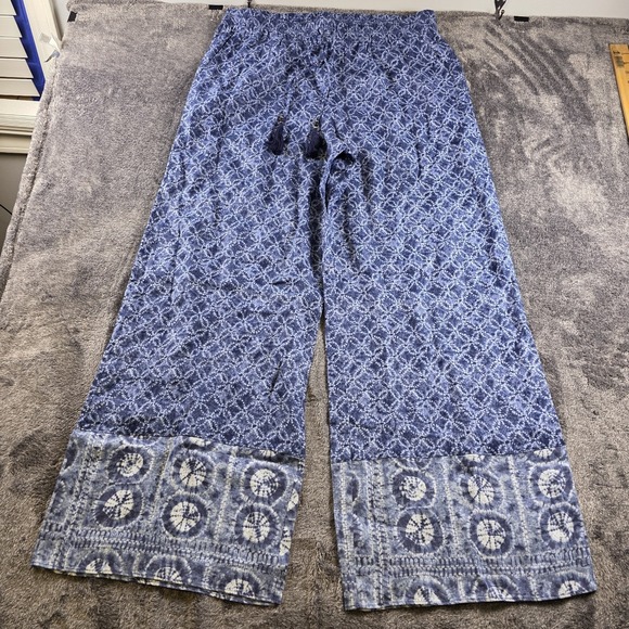 Lauren Ralph Lauren Pants - Ralph Lauren Geo Print Linen Wide Leg Trouser Pant Size XL Boho Chic Retro Hippi